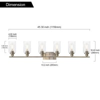 Melucee Modern Bathroom Vanity Light Fixtures 6-Light Brushed Nickel Contemporary Wall Light With Glass Shade For Kitchen Living Room Bedroom