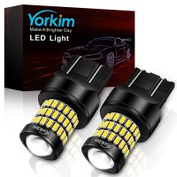 Yorkim Ultra Bright 7440 Led Bulb White T20 Led Bulb 7441 7443 7444 W21W Led Bulb For Backup Reverse Light, Brake Light, Tail Light, Turn Signal Light Pack Of 2 - White