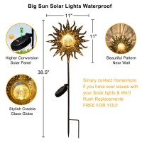 Homeimpro Large Sun Solar Lights Garden Outdoor Crackle Glass Stake Lights Yard Decorations Waterproof Led Lights For Garden La