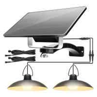 Jackyled Double Head Solar Pendant Lights Outdoor Indoor Led Solar Shed Lights Ip65 Waterproof Wall Mount Security Lighting Fo