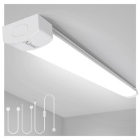 Utility Led Shop Light Fixture 4Ft Plug In Ceiling Lights Led Tube Light For Kitchen Bathroom Garage Basement Office, Long Led Shoplight, Corded Electric With On/Off Switch, Linkable, Ip66 Waterproof