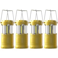 4 Pack Cob Camping Lantern, Portable High Lumen Outdoor Camping Flashlight Torch Light, Bright Survival Equipment Gear Kit For Emergency, Hiking, Tent, Backpacking, Outages, Hurricanes (Yellow)