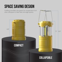 4 Pack Cob Camping Lantern, Portable High Lumen Outdoor Camping Flashlight Torch Light, Bright Survival Equipment Gear Kit For Emergency, Hiking, Tent, Backpacking, Outages, Hurricanes (Yellow)