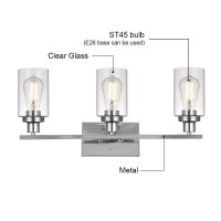 Melucee Modern Bathroom Lighting Fixtures Chrome Finish, 3-Light Vanity Lights Contemporary Style Wall Sconce With Clear Glass Shade For Hallway Entryway Kitchen Bedroom