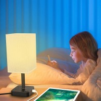 Cozoo Bluetoothwifi Rgb Usb Bedside Table Lamp With 3 Usb Charging Ports And 2 Outlets Power Strip Led Light Bulb Dimmable