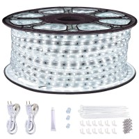 Surnie 150Ft Led Rope Lights Outdoor Waterproof 110V Daylight White Dimmable Thick Flat Strip Light 6500K Cuttable Connectable