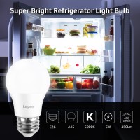 Lepro Refrigerator Light Bulb, Led Fridge Bulb, 40W Equivalent, Waterproof Freezer Bulbs, 120V 5W 450 Lumens Non-Dimmable, 5000K Daylight White, A15 E26 Medium Base, 2 Packs