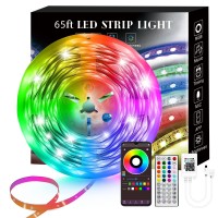 65.6Ft Smart Led Strip Lights, Sync To Music With 40 Key Remote Controller,Lighting Strips With App Control Led Lights For Bedroom,Christmas Lights Decration (Multi-Colored, 65.6Ft)