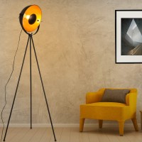 Cosylux Industrial Tripod Floor Lamp For Living Room, Modern Satellite Tall Standing Lamps For Bedrooms Black Gold (No Bulbs)