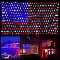 American Flag Lights With 390 Super Bright Led And 8 Fantastic Modes, Waterproof Flag Net Light Of The United States, Hanging Ornaments For Christmas Party Independence Day, Memorial Day, July 4Th