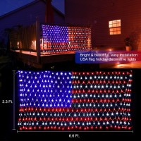 American Flag Lights With 390 Super Bright Led And 8 Fantastic Modes, Waterproof Flag Net Light Of The United States, Hanging Ornaments For Christmas Party Independence Day, Memorial Day, July 4Th