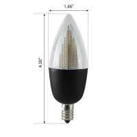 Euri Lighting Flickering Flame Bulb, Eca9.5-2120Fcb, Decorative Ca9.5 Candelabra E12 Base, Warm White 1800K, Non-Dim, 1W (6W Equivalent), 80Lm, Black Housing, Ul Listed, 1 Count