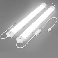 Airand Utility Led Light With Plug 2Pcs Linkable Fixture 2Ft 4Ft Waterproof Led Tube Light 5000K Under Cabinet Lighting,Led Closet Light 18W For Workbench Kitchen Garage Workshop