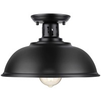 Farmhouse Semi Flush Mount Ceiling Light Fixture, E26 Base, Industrial Black Pendant Lamp Shade, Vintage Close To Ceiling Lighting For Kitchen Island Laundry Corridor Porch Foyer Hallway Entryway