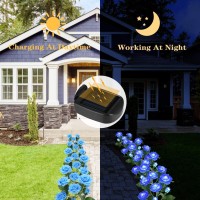 Tynled Outdoor Solar Garden Stake Lights Upgraded Led Solar Powered Light With 6 Rose Flowers Waterproof Solar Decorative Light