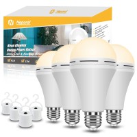 Neporal Emergency Rechargeable Light Bulbs Stay Light Up When Home Power Failure, 15W 80W Equivalent Led 1200Mah Self Charging Emergency Light Bulb For Power Outage, Camping, Tent (Warm White 4Pk)