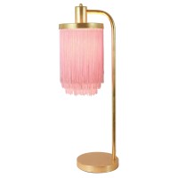 Decor Therapy Framboise Fringe Shade Table Lamp, Gold Leaf