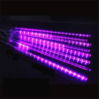 Twinkle Star Meteor Shower Rain Lights, 30Cm 8 Tubes 288 Led Falling Raindrop Fairy String Light, Waterproof Plug In Iciclelights Outdoor For Halloween Christmas Holiday Party Patio Decor, Purple