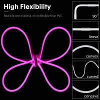 Lamomo Dimmable Led Neon Rope Light,12V Pink Led Strip Lights, 16.4 Ft/5M Led Strip Ip65 Waterproof Silicone Rope Light For Indoor Outdoor Home Decoration