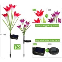 Angmln 4 Pack Solar Flowers Lights 16 Bigger Head Solar Lily Flowers 7 Color Changing Pathway Lamps For Garden Patio Yard Party