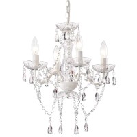 Lalula White Chandelier Mini Crystal Chandelier Lighting Small Acrylic Chandelier 4 Light Modern Pendant Light Fixtures