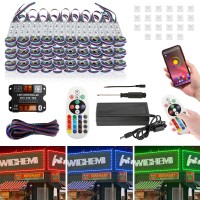 Wichemi Storefront Led Lights Bluetooth App Control Led Modules For Signs 100Ft 200Pcs 3 Led 5050 Smd Rgb Led Strip Lights Business Window Lights Super Bright Waterproof For Store Advertising Decor