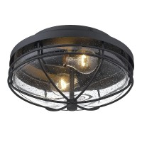 Golden Lighting 9808-Ofm Nb-Sd Seaport Outdoor Flush, Natural Black (Uv)