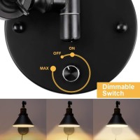 Plug In Wall Sconces Set Of 2, Partphoner Swing Arm Wall Lamp With Dimmable On Off Switch, Metal Black Vintage Industrial Wall Mounted Lighting Reading Light Fixture For Bedside Bedroom Indoor Doorway