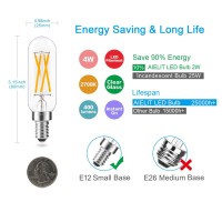 Aielit E12 Led Bulb (Dimmable0-100 T8 Light Bulbs, 4W Equival 40 Watt Incandescent Chandelier, Vintage Filament Led Candelabra Bulb For Open Style Pendant Lights, 400 Lm Warm White 2700K, 8 Pcs