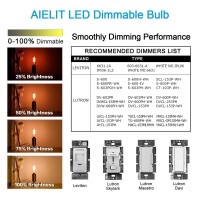 Aielit E12 Led Bulb (Dimmable0-100 T8 Light Bulbs, 4W Equival 40 Watt Incandescent Chandelier, Vintage Filament Led Candelabra Bulb For Open Style Pendant Lights, 400 Lm Warm White 2700K, 8 Pcs