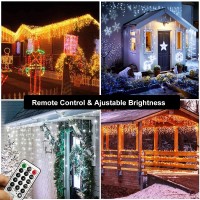 Icicle Christmas Lights, 2 In 1 White & Warm White Color Changing Icicle Lights With Remote, 360 Led 29.5Ft Window Fairy Lights With 60 Drops, Led Christmas Lights For Wedding Home Outdoor Xmas Decor