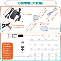 Lvyinyin Under Cabinet Lighting Kit Curio Display Case Lighting Dimmable Wireless Rf Remote Control Linkable Wired Led Puck L