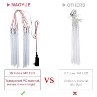 Maoyue Meteor Shower Lights, 16 Tubes 640 Led Icicle Lights Outdoor Christmas Decorations, Waterproof Cascading Lights For Wedding Christmas Tree Decoration(Multi-Colored)