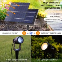 Sunlong Solar-Powered Cast Aluminium Warm White Led Spotlight For Outdoor Garden Yard Landscape Tree Uplight Downlight