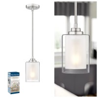 Jazava 1-Light Modern Pendant Light Adjustable Mini Hanging Ceiling Light With Dual Glass In Brushed Nickel, For Kitchen Bedside Living Room