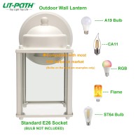 Litpath Outdoor Wall Lantern Wall Sconce As Porch Lighting Fixture E26 Medium Base Aluminum Housing Plus Glass Bulbs Not In