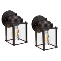 Litpath Outdoor Wall Lantern Wall Sconce As Porch Lighting Fixture E26 Medium Base 60W Max Aluminum Housing Plus Glass Bul