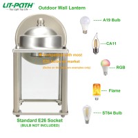 Litpath Outdoor Wall Lantern Wall Sconce As Porch Lighting Fixture E26 Medium Base Aluminum Housing Plus Glass Bulbs Not In