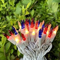 Jinbest Red White And Blue String Lights 200, Ul Listed And Commercial Grade Decorative Lighting String 2 Sets 100 Light, For Indoor And Outdoor Party, Patio, 4Th Of July.