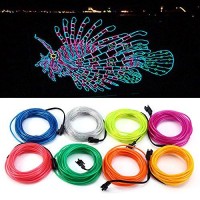 Searik El Wire White Lights 164Ft5M Flexible Led Neon Light Glow El Wire Rope Tape String Lights With Battery Pack Controller