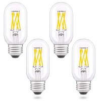 Aielit Dimmable Ceiling Fan Light Bulbs 60 Watt Equivalent, 6W Tubular T45/T14 Led Bulbs For Office School Restaurant Glass Mason Jars Chandelier Hanging Pendant Lamp, Clear Bright White 5000K, 4 Pcs