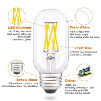 Aielit Dimmable Ceiling Fan Light Bulbs 60 Watt Equivalent, 6W Tubular T45/T14 Led Bulbs For Office School Restaurant Glass Mason Jars Chandelier Hanging Pendant Lamp, Clear Bright White 5000K, 4 Pcs