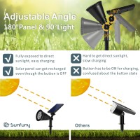 Solar Landscape Spotlights Outdoor, Bright 7-Led Solar Lights, Dusk-To-Dawn Waterproof Solar Powered Flag Pole Lights, Adjustable 2-In-1 Outdoor Wall Light For Tree House Yard Garden (6000K White)