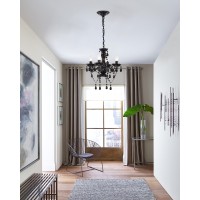 Lalula Black Chandelier Small Crystal Chandelier Lighting Mini Acrylic Chandelier 4 Light Modern Pendant Light Fixtures