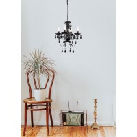 Lalula Black Chandelier Small Crystal Chandelier Lighting Mini Acrylic Chandelier 4 Light Modern Pendant Light Fixtures