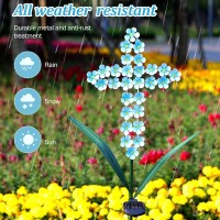 Joyathome Solar Cross Garden Stake Outdoor Lights, 40 Inch Solar Powered Cross Lights Stake With 24 Led Decorative Flower Lights For Remembrance Gifts