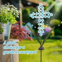 Joyathome Solar Cross Garden Stake Outdoor Lights, 40 Inch Solar Powered Cross Lights Stake With 24 Led Decorative Flower Lights For Remembrance Gifts