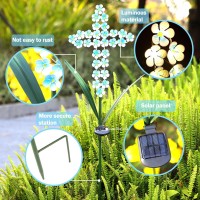 Joyathome Solar Cross Garden Stake Outdoor Lights, 40 Inch Solar Powered Cross Lights Stake With 24 Led Decorative Flower Lights For Remembrance Gifts