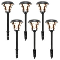 Maggift 6 Pack 25 Lumen Solar Powered Pathway Lights Super Bright Smd Led Outdoor Lights Stainless Steel Glass Waterproof Li