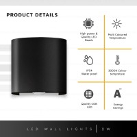 Modern Led Wall Sconce Indoor Black Interior Wall Lights Led Wall Lamp Up And Down Wall Mount Light For Living Room Bedroom Hallway Corridor Cool White (Rated, 2T Light)